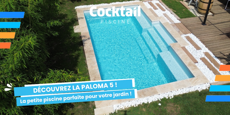 Piscine coque polyester à fond plat PALOMA (5mx3m) avec un escalier central à Pertuis dans le Vaucluse